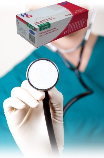 Latexové vyšetřovací rukavice GN03 Healthline pudrované