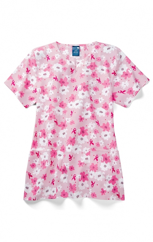 z16213-zoe-chloe-notch-neck-print-scrub-tops-ribbon-bloom