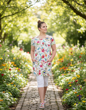 Triko TRACY kr. rukáv, motýl na květu