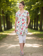 Triko TRACY kr. rukáv, motýl na květu