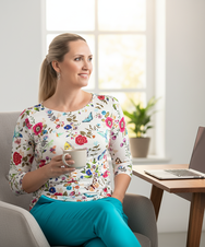 Triko TRACY dl.rukáv, motýl na květu