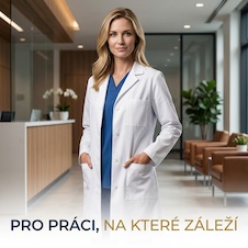 bílý dámský lékařský plášť